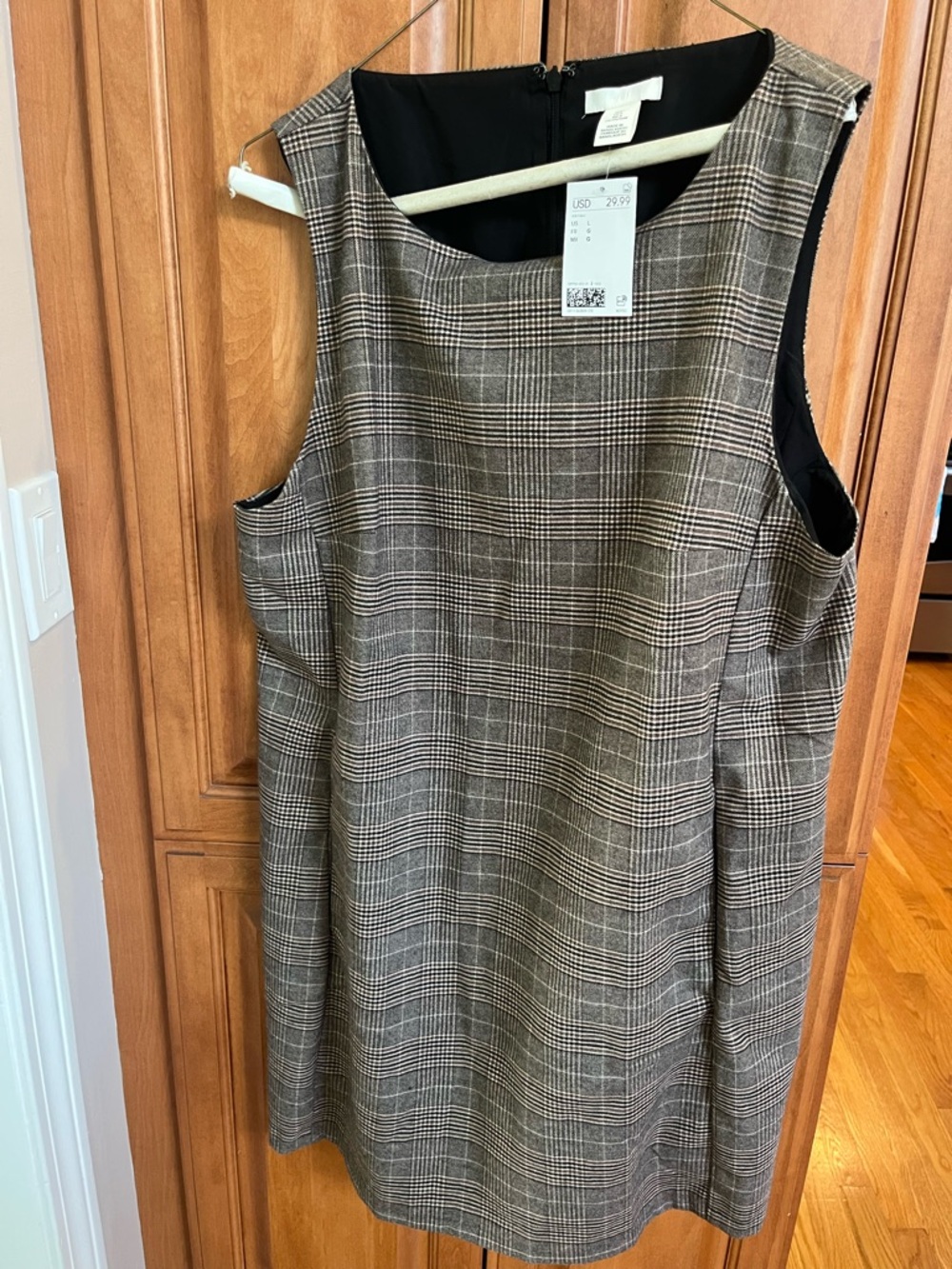 H&M Brown Plaid Sleeveless Midi Dress